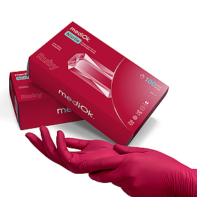 Рукавички нітрилові MediOk Ruby бордові 100шт М