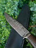 Ніж ручної роботи з дамаської сталі «Кельт #2» зі шкіряними піхвами/60 HRC., фото 2