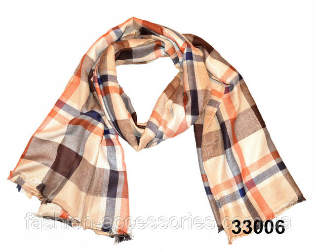 Шарф в клітку жіночий на голову коричневий Шарф в клітку коричневий 1