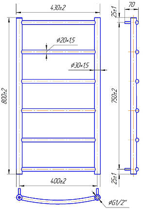 Рушникосушарка водяна MARIO Класік HP 800x430/400, фото 2