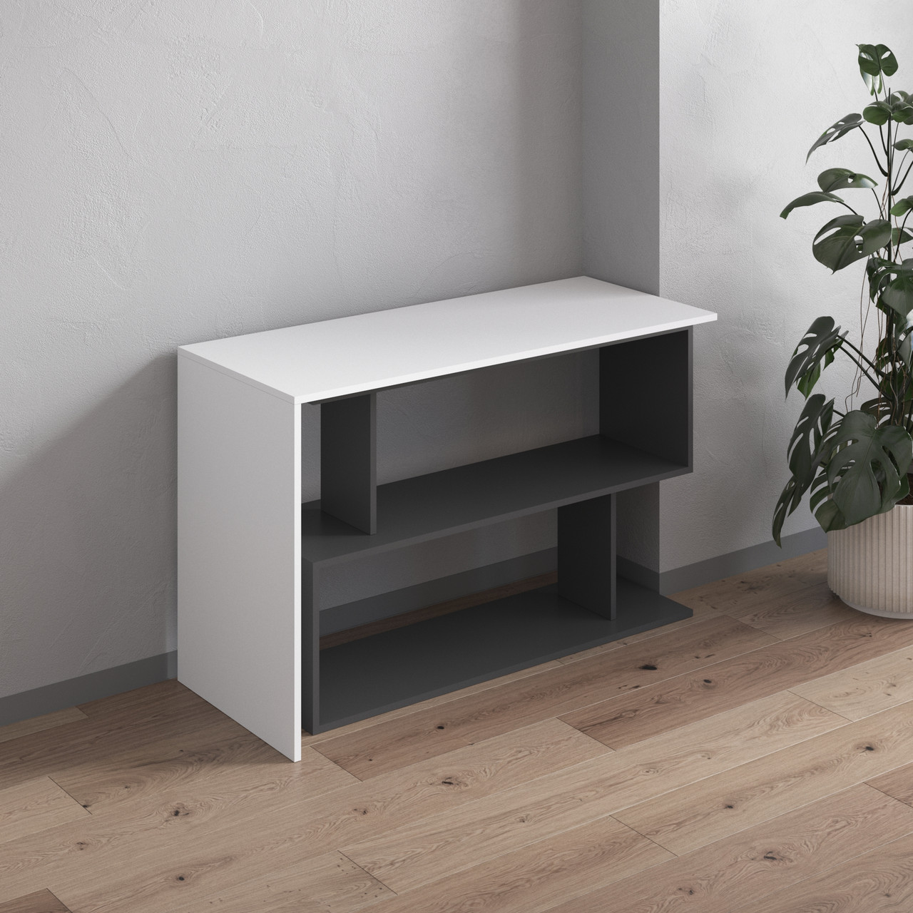 Поворотний письмовий стіл трансформер колір білий з сірим 120*76*50 см, фото 1