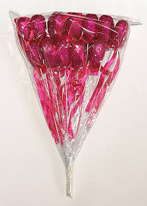 Серце на паличці з блискітками та бантиком ⁇ Малиновий (У пакованні 12 шт.)