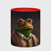 Чашка с принтом Лягушка Пепе в костюме 330 мл (цвет чашки на выбор)