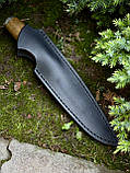 Ніж ручної роботи з дамаської сталі «Анаконда #3» з шкіряними піхвами 60 HRC., фото 9