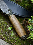 Ніж ручної роботи з дамаської сталі «Анаконда #3» з шкіряними піхвами 60 HRC., фото 3