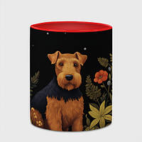 Чашка с принтом Эрдельтерьер в стиле фолк-арт 330 мл (цвет чашки на выбор)