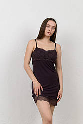 Жіноча сорочка на тонких бретельках з віскози і мережива N.EL чорна