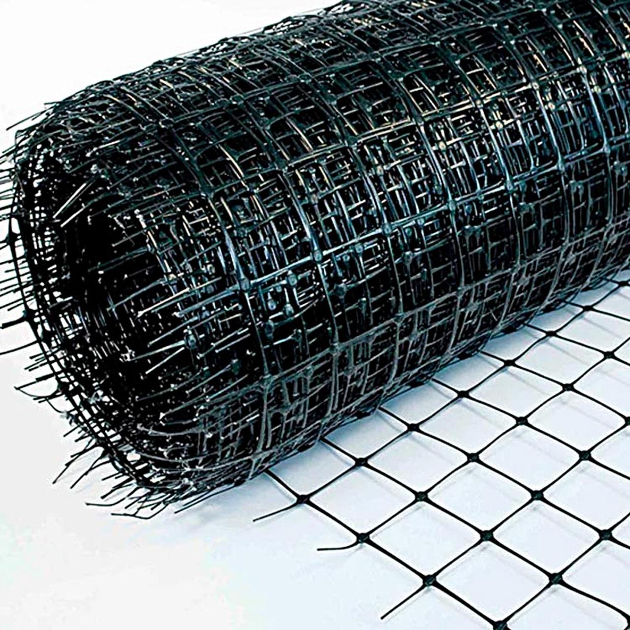 Пластикова сітка для огорожі 1.5м×100 м • Комірка 30×35 мм • Захист від птахів, городня, зелена / чорна.