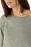 В'язаний джемпер із необробленими краями — хакі колір, ONE SIZE (є розміри), фото 4