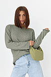 В'язаний джемпер із необробленими краями — хакі колір, ONE SIZE (є розміри), фото 5