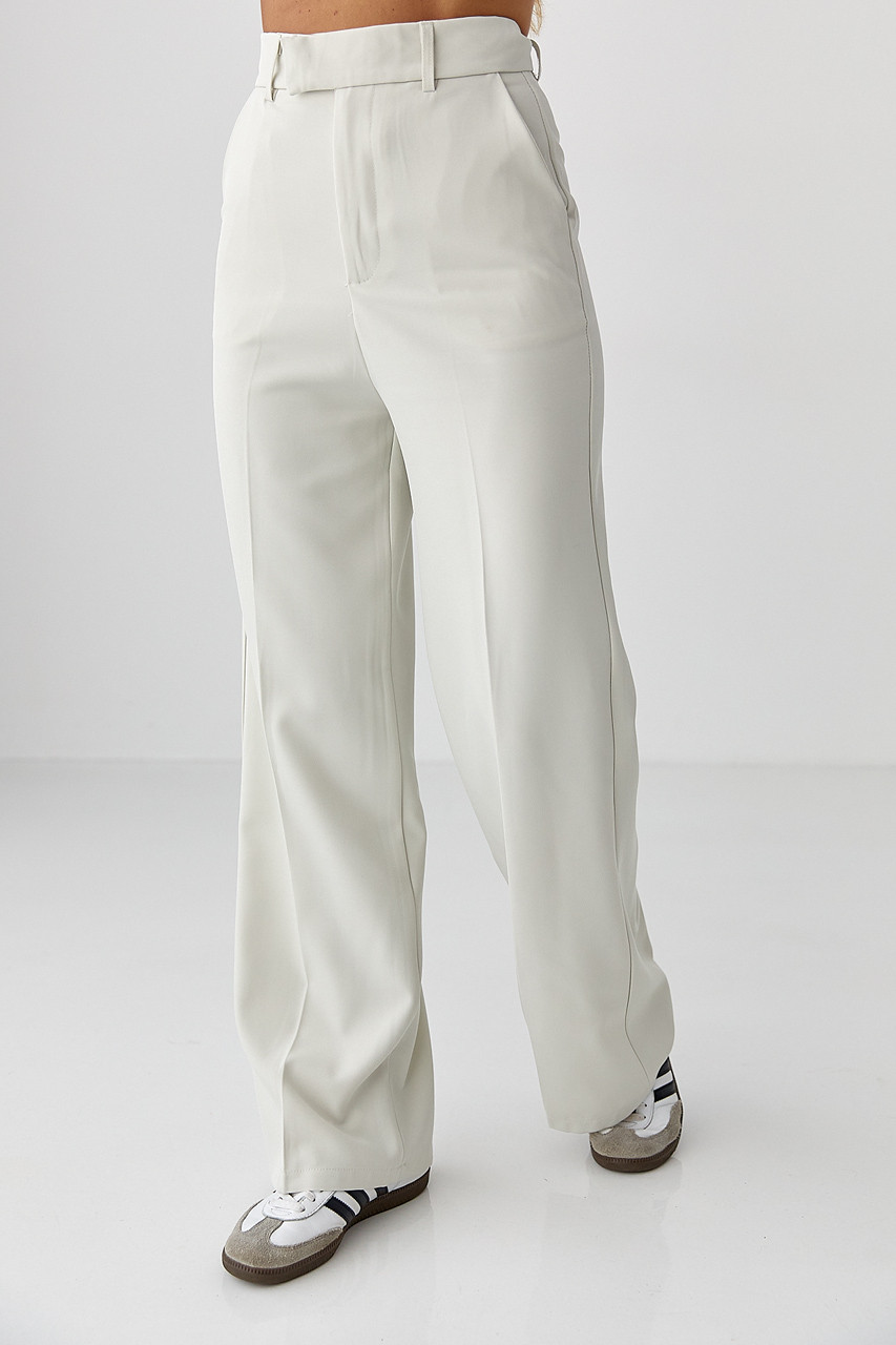 Класичні жіночі прямі штани — молочний колір, XL (є розміри), фото 1