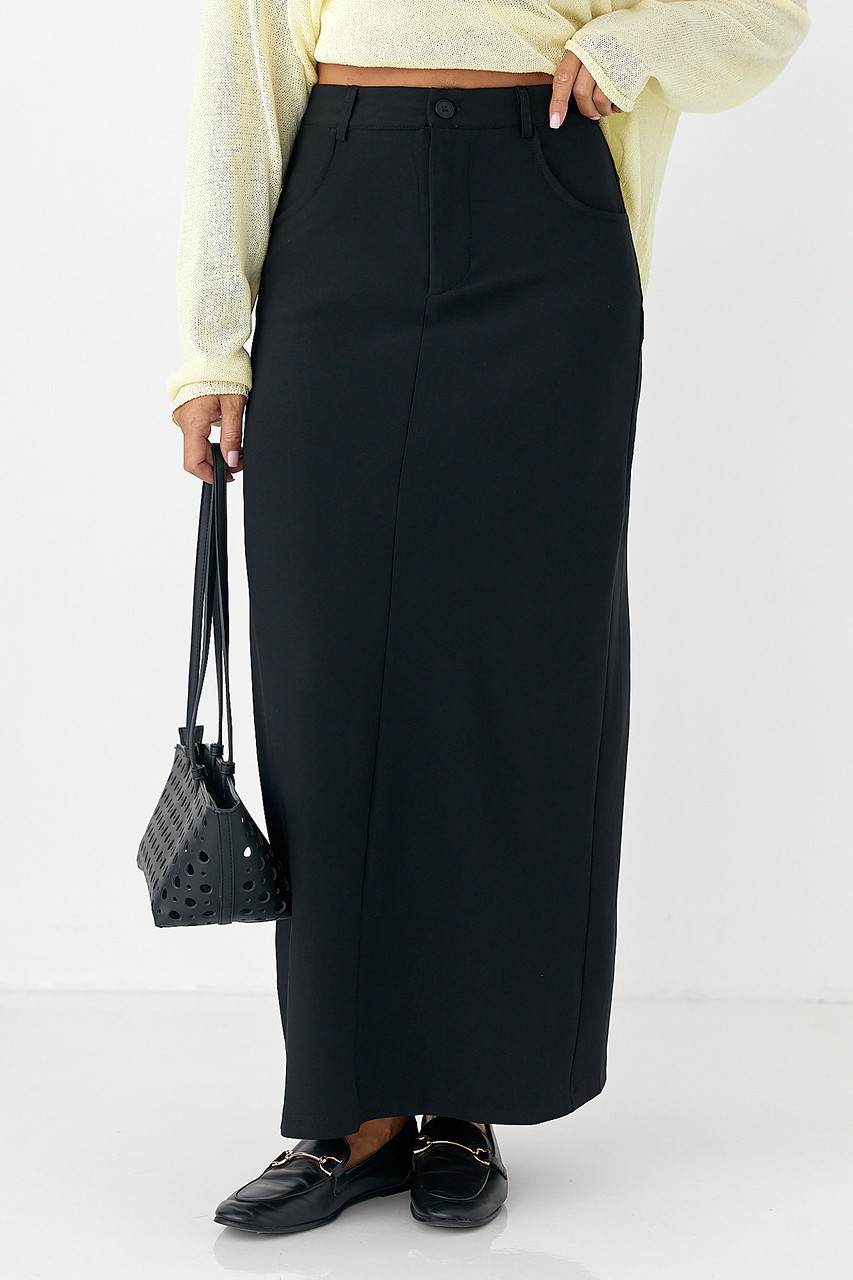 Довга класична спідниця — чорний колір, M (є розміри), фото 1