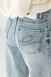 Джинси Wide leg з ефектом бруду — блакитний колір, M (є розміри), фото 4