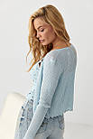Ажурний кардиган у комплекті з майкою — блакитний колір, ONE SIZE (є розміри), фото 2