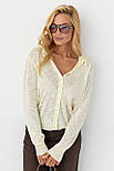 Легкий кардиган з капюшоном на ґудзиках — лимонний колір, ONE SIZE (є розміри), фото 5