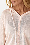 Легкий кардиган з капюшоном на ґудзиках — пудра колір, ONE SIZE (є розміри), фото 4