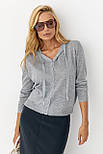 Легкий кардиган з капюшоном на ґудзиках — сірий колір, ONE SIZE (є розміри), фото 5