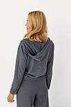 Легкий кардиган з капюшоном на ґудзиках — темно-сірий колір, ONE SIZE (є розміри), фото 2