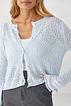 Кардиган із легкого в'язання на ґудзиках — блакитний колір, ONE SIZE (є розміри), фото 4