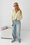 Кардиган із легкого в'язання на ґудзиках — жовтий колір, ONE SIZE (є розміри), фото 3