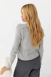 Кардиган із легкого в'язання на ґудзиках — сірий колір, ONE SIZE, фото 2