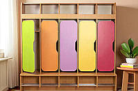 Шкаф для детей DS-066/5, 5 секций с полкой для обуви и верхней для одежды 1550x550x1560мм хромированные крючки