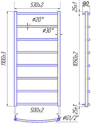 Рушникосушарка водяна MARIO Класик HP 1100x530/500, фото 2