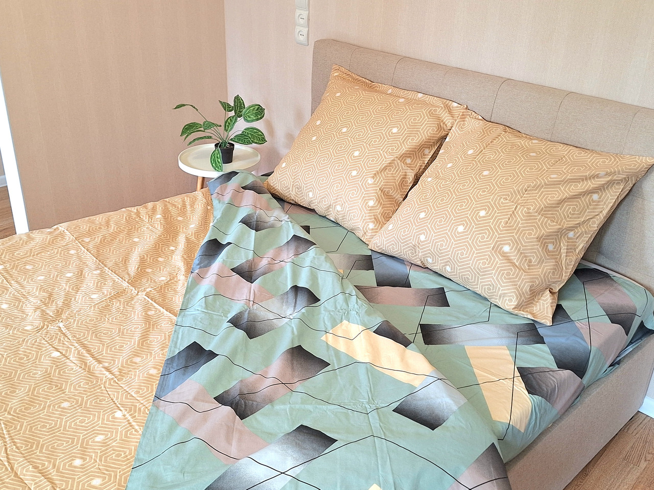 Комплект постільної білизни Бязь Голд Люкс №бл373 Полуторний 150х220 дует на кнопках, фото 1