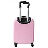 Валіза дитяча на 4 колесах eCarla WP05 РОЖЕВА ВЕДМЕДИК Дорожня валізка для дівчинки із полікарбонату, фото 6