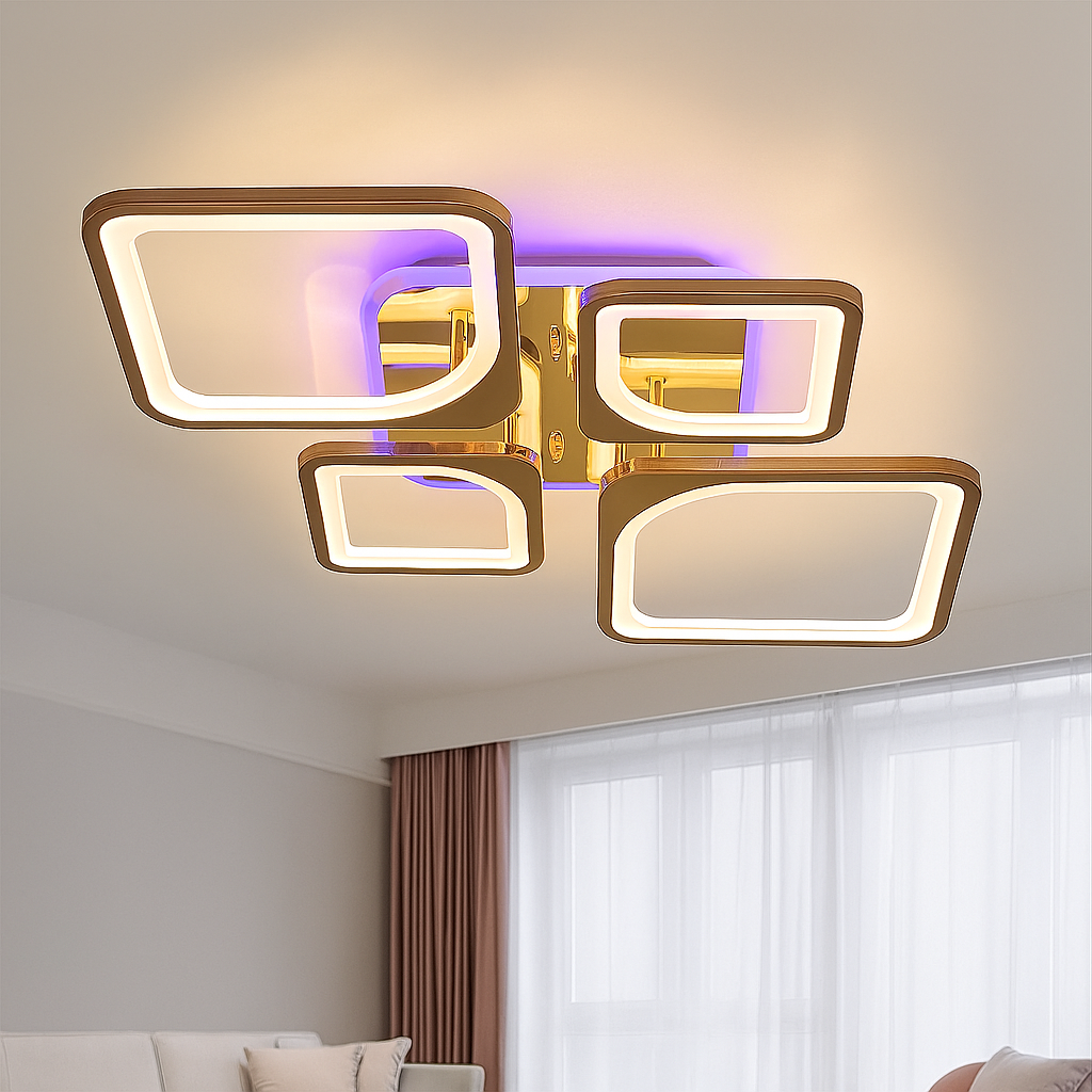 Люстра світлодіодна Led до 20 м² з пультом 120 Вт. корпус золото (VK39047-2+2-TL GD), фото 1