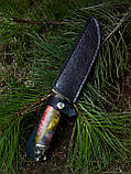 Ексклюзивний ніж ручної роботи з мозаїчного дамаська «Фенрір #1», 59-60 HRC., фото 7