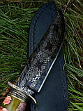 Ексклюзивний ніж ручної роботи з мозаїчного дамаська «Фенрір #1», 59-60 HRC., фото 5