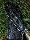 Ексклюзивний ніж ручної роботи з мозаїчного дамаська «Фенрір #1», 59-60 HRC., фото 2