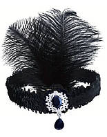 Пов'язка на голову Гетсбі Ретро чорна з пір`ям на гангстерську вечірку