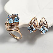 Комплект золотих прикрас з топазами та білими фіанітами 9.26