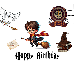 Наліпка на коробку-сюрприз - Happy Birthday