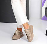 Кеди жіночі шкіряні на шнурках білі та бежеві 36-41, фото 2