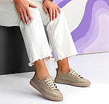Кеди жіночі шкіряні на шнурках білі та бежеві 36-41, фото 3