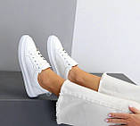 Кеди жіночі шкіряні на шнурках білі та бежеві 36-41, фото 4