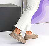 Кеди жіночі шкіряні на шнурках білі та бежеві 36-41, фото 5