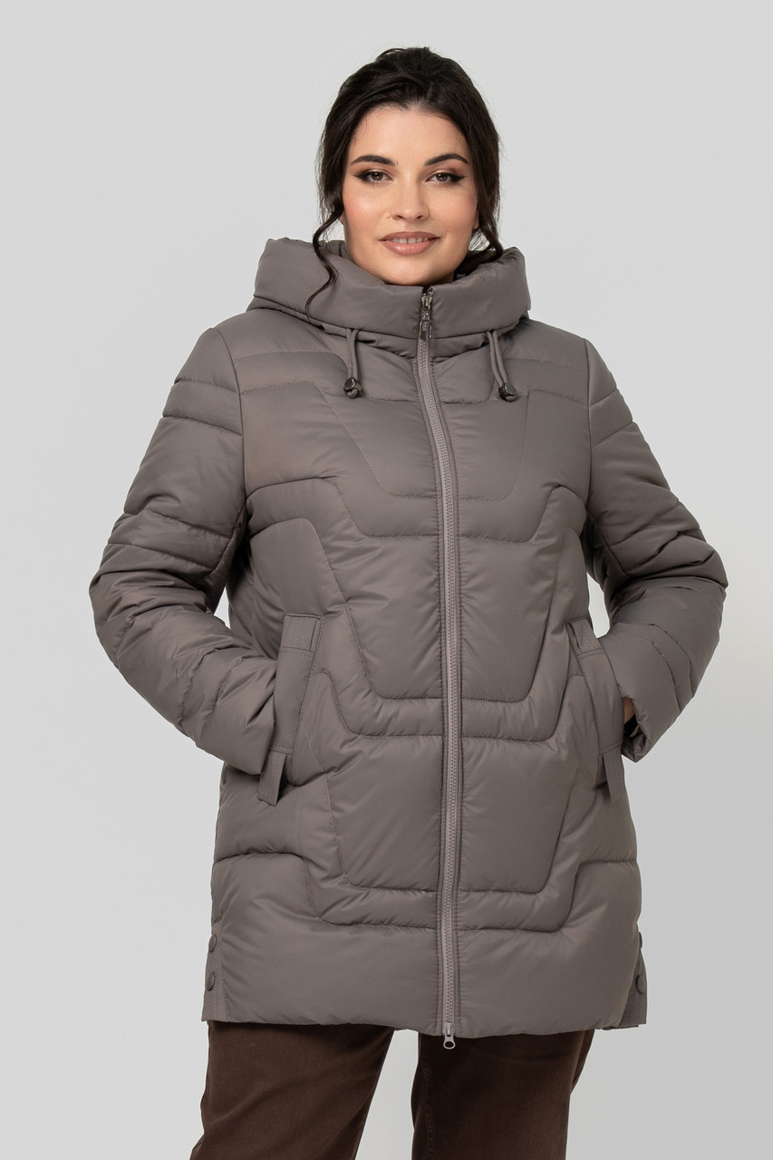 Жіноча куртка з капюшоном Мадейра, мокко 60 розмір, фото 1