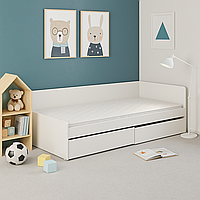 Ліжко з ящиками односпальне біле 80×190 см Еверест Соната-800 Німфея Альба ЛДСП + ящики