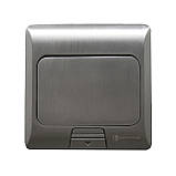 Розетка для підлоги з заземленням врізна 16А + 2USB (type C+A) 2.4А, IP44 , алюміній, фото 4