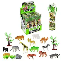 Колекція дитячих фігурок диких тварин у колбі, 12 штук у боксі, в асортименті арт. 303-301
