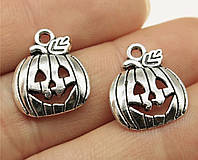 Подвеска "Тыква Хэллоуин" 14×16 мм металлическая, для украшений и декора серебро Фурнитура для бижутерии