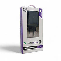 Зарядний пристрій 4you A52 (швидке заряджання, PD 22.5W, QC 3.0) з кабелем Micro USB Black, фото 2