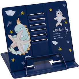 Підставка для книжок металева, для дівчинки Bambi Морський коник 21х20 см темно-синя