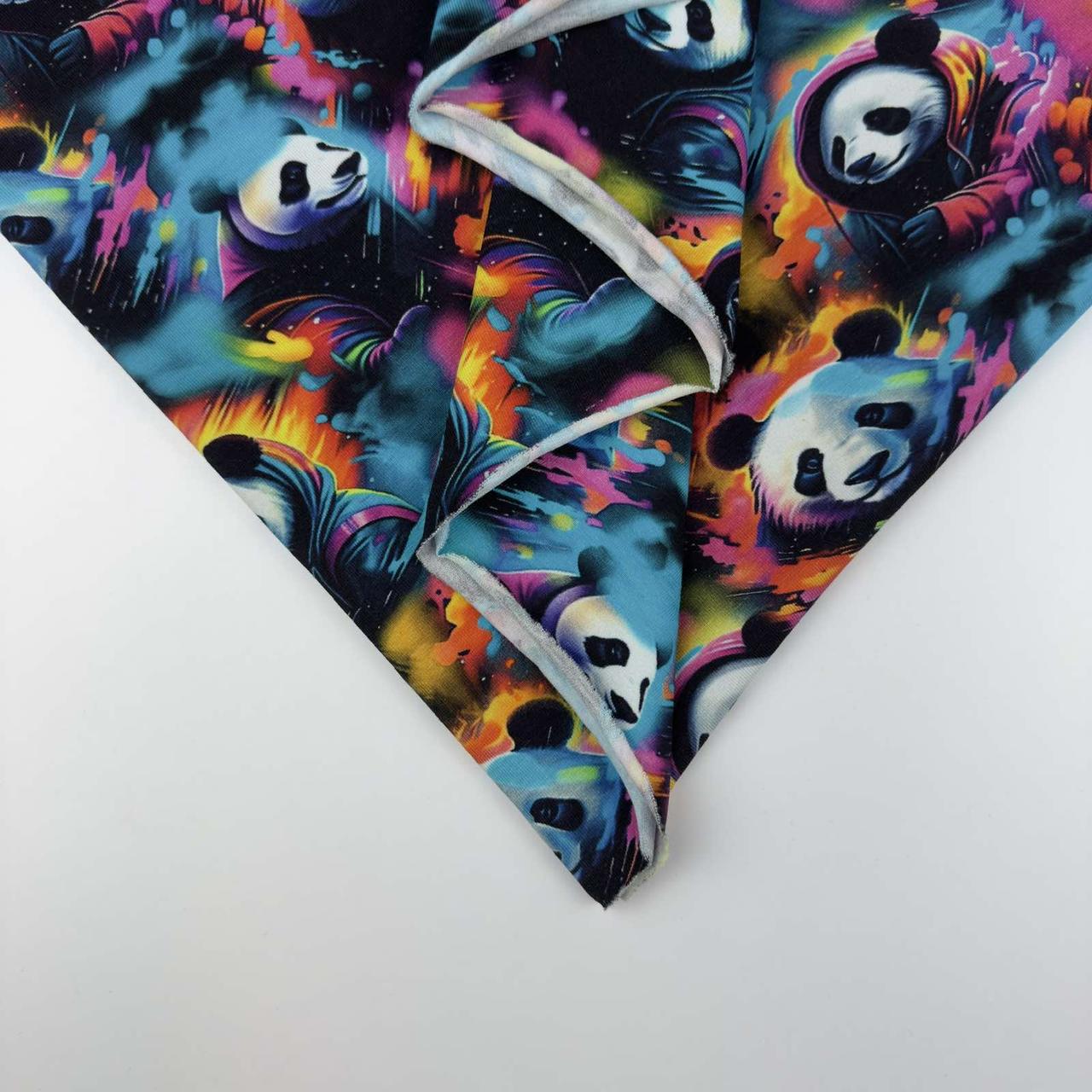 Стрейч кулір принт "Кольорові панди" — 180см. (діджитал)
