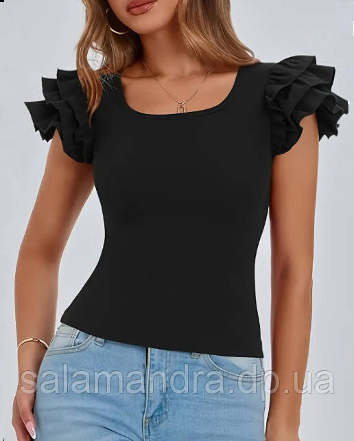 Топ футболка літня, жіноча з крильцями 48-50 р, фото 1