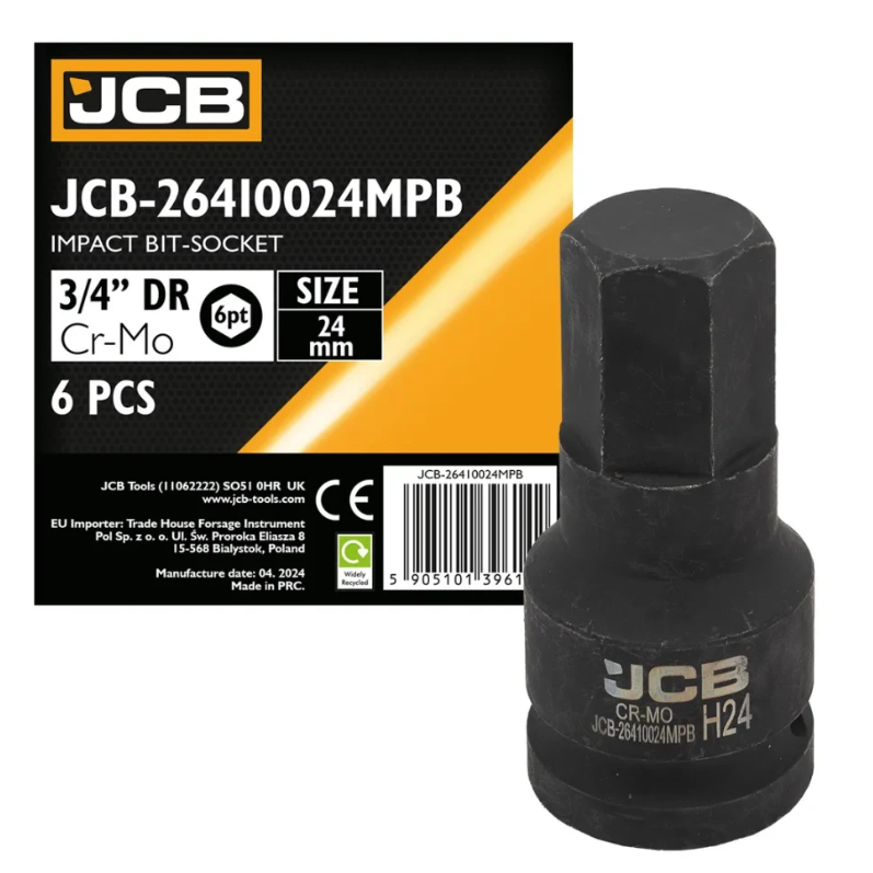 Головка-біта ударна HEX 3/4" 24 мм JCB Tools JCB-26410024MPB, фото 1